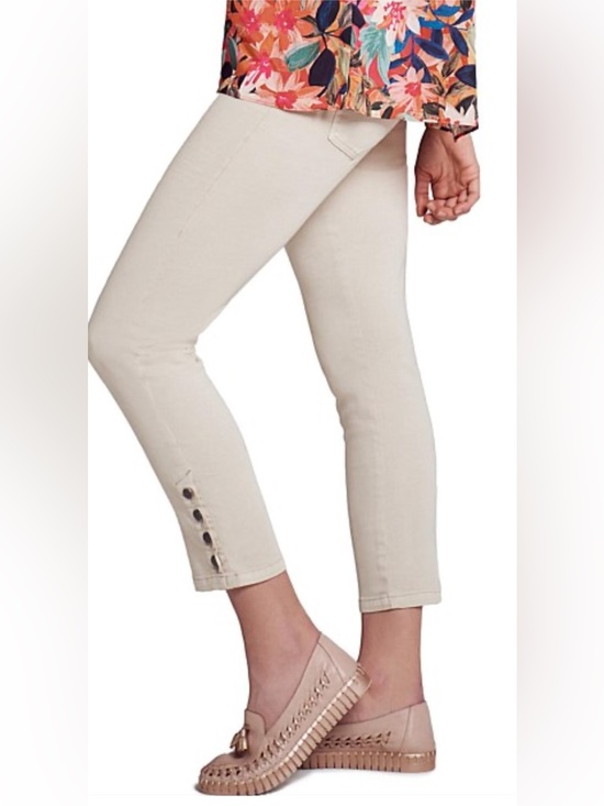 Chico's Pants - Chicos Beige Slim Ankle Pants with Button Cuff detail